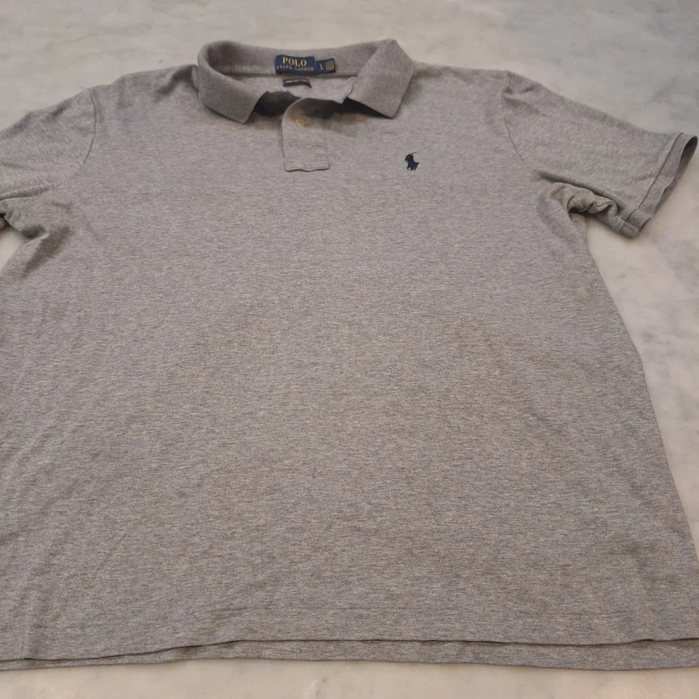 Polo Ralph Lauren Polo Shirt Mens Large Grey Pima Soft Touch Short Sleeve Pony